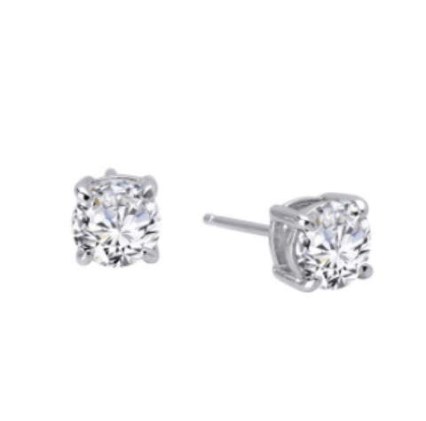 Sterling Silver Platinum Overlay 4 Prong CZ 2 CT Earrings