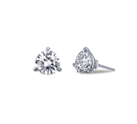 Sterling Silver 14K Platinum Overlay Martini CZ .5 CT Stud Earrings