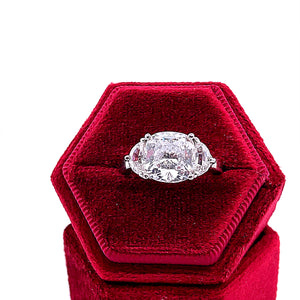 Sterling Silver Platinum Plated Cushion Cut CZ Ring