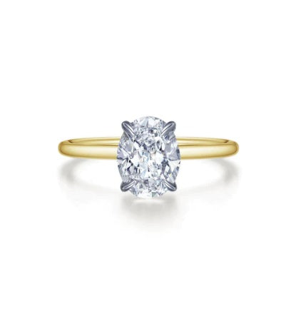 Sterling Silver 14K Yellow Gold Plated Oval CZ Ring
