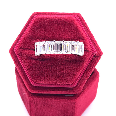 Sterling Silver 14K White Gold overlay Emerald Cut Eternity CZ Ring