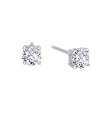 Sterling Silver Platinum Overlay 4 Prong CZ 1.0 CT Earrings