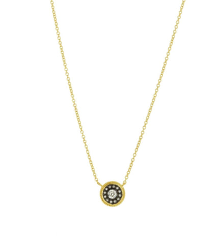 Sterling Silver 14K Gold Overlay with Oxidized Center Nautical CZ Necklace
