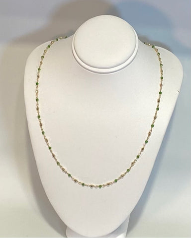14K Yellow Gold Emerald Bead Necklace
