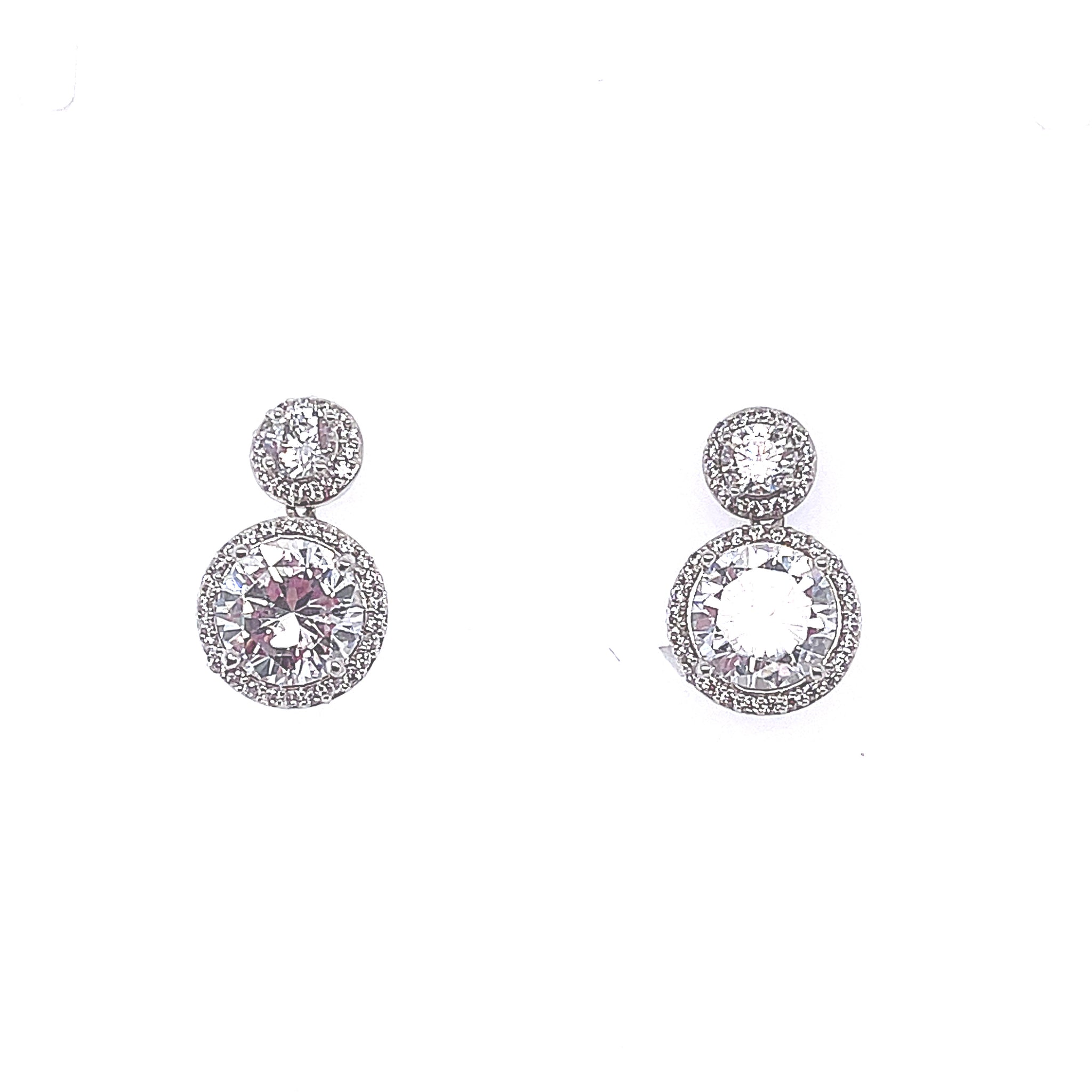 Sterling Silver 14K White Gold CZ Earrings