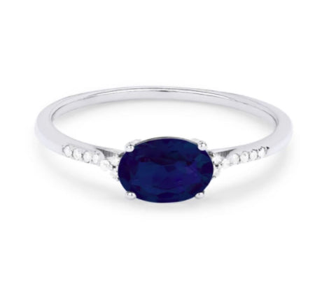 14K White Gold Blue Sapphire/Diamond Ring