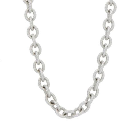Sterling Silver 14K White Gold Overlay Twisted Cable Chain